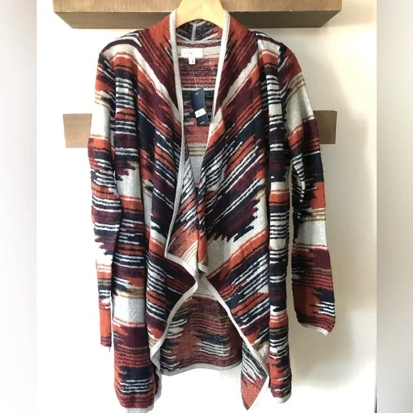 Lucky Brand|Boho Aztec print open front knit drapey cardigan,NWT,Size small-CUTE - Picture 5 of 16